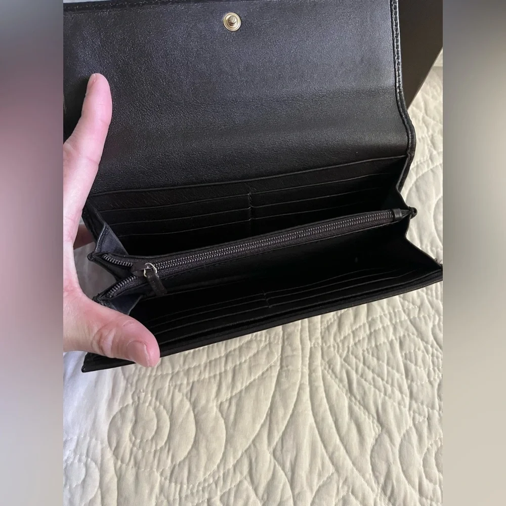 GUCCI Micro Guccissima GG Pattern Long Bifold Wallet Leather Black Gold